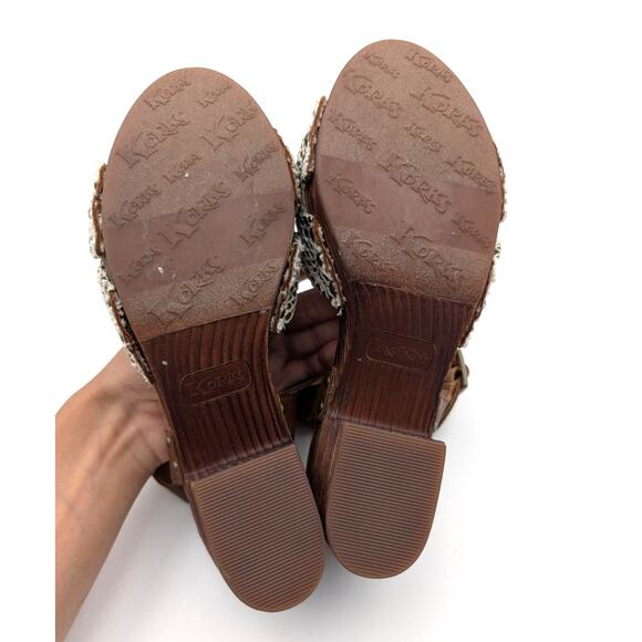 Korks Natalia Knot Sandal Crochet Platform Heel Women’s Tan/White Size US8 EU39 - Picture 7 of 12